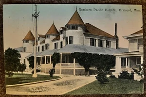 1908 BRAINERD, MN, NORTHERN PACIFIC RAILWAY HOSPITAL POSTCARD - Picture 1 of 2