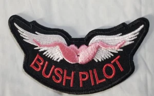 BUSH PILOT Adult Humor Embroidered Biker Patch approx 1.75x3.75" - Imagen 1 de 2