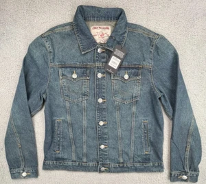 Chaqueta de Camionero True Religion Jesse SN Para Hombre Grande Azul Jean Denim Lavado Oscuro Ahumado - Imagen 1 de 22