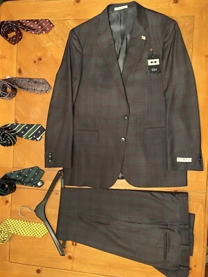 Joseph Abboud Hecho en EE. UU. 44L (38 W) Traje Italiano Lana Fina, Ajuste a Medida Foto 1 de 4