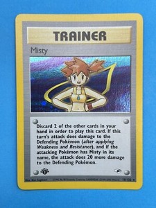 MISTY Pokemon Card - 1st Edition - Gym Heroes - 18/132 - HOLO - NM