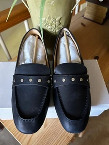 Corso Como Bashia Black Leather Flats Loafers with Rivets ~ Women's Size 10 M - Picture 1 of 4