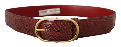 DOLCE & GABBANA Belt Red Exotic Leather Gold Oval Buckle s.80cm / 32in RRP $600 - Imagem 1 de 4