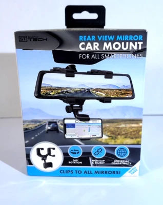 Car Mount For All Smartphones Stand Rear-View Mirror Clip 360 Universal NIB - Image 1 of 4