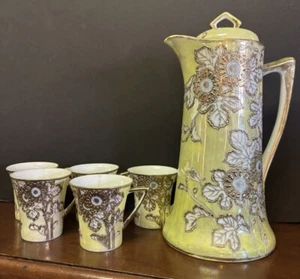 Nagoya SNB by Nippon, Rare Antique Gold Encrusted Chocolate Set w/ 4 Cups - Picture 1 of 24