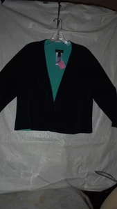 SUSAN GRAVER EVERYDAY, BLAZER, JACKET.NAVY, & TURQ. SZ S. BUST . 36"DISPLAY - Picture 1 of 5