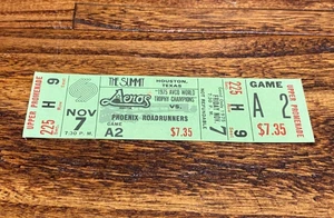 WHA Hockey Houston Aeros vs Phoenix Roadrunners 11/7/1975 FULL Ticket at Summit - Picture 1 of 4