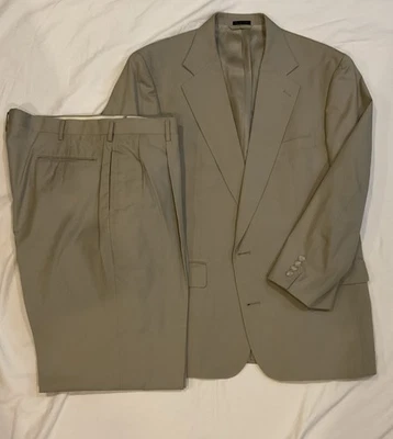 Lord & Taylor Men's Suit Tan Beige 2 Button Front Pants Pleated Lightweight - Image 1 of 4