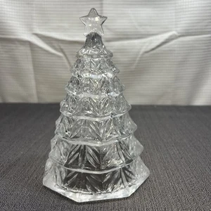 Vtg Crystal Clear Industries Candy Dish Bowl Christmas Tree w/ Star READ - Foto 1 di 8