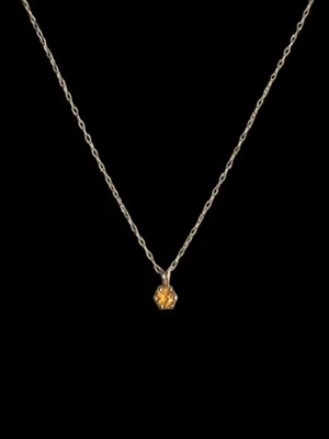 14K Solid GOLD  Citrine Round Pedant Chain Necklace Yellow Gold 💛 Pretty - Image 1 of 4