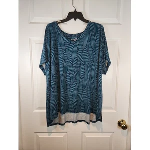 Women's sz 3X Green Patterned Short Sleeved T Shirt by Terra & Sky - Picture 1 of 7