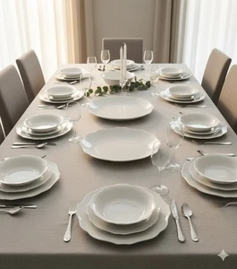 SCHERZER 1880 Scenic: Servizio Piatti 39 pz NUOVO Porcellana Bavaria Bordo Petal - Foto 1 di 6