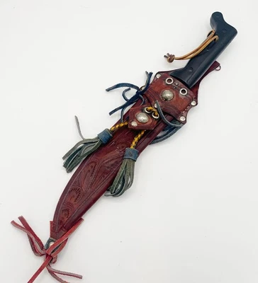 Machete Corneta Vintage La Marca con Funda de Cuero Ornamentado El Salvador Foto 1 de 4