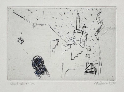 Sabine Peuckert Istanbul Türkei Ostdeutsche Kunst Orig. Radierung Tinte 1993/94 - Bild 1 von 2