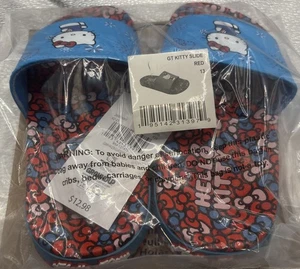 Hello Kitty Girls Slide Sandals Size 13 Red White Blue Sanrio Summer New! - Picture 1 of 3