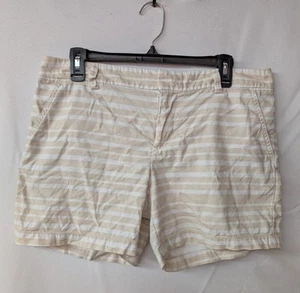 Tommy Hilfiger Shorts Women's Size 10 Striped Tan And White - Picture 1 of 6