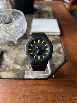 Custom Casio G-Shock GA-2100-1A1 Black & Yellow Hour/Index Markers Mod From USA - Image 1 of 4