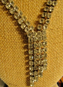 1950’s Clear Sparkly Rhinestones Vintage Drop Dangle Necklace Wedding Prom 18” - Bild 1 von 4