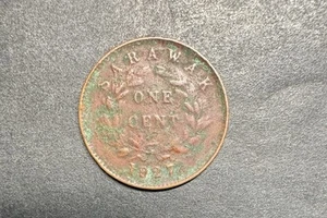 1927 Sarawak 1 One cent, Charles V. Brooke, First year, KM # 18 World Foreign - Picture 1 of 2