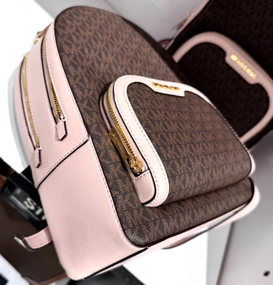 MICHAEL KORS JAYCEE Medium ZIP POCKET BACKPACK BAG  MK Brown Powder Blush - Image 1 of 4
