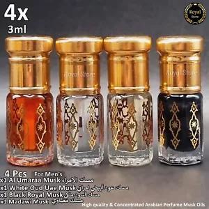 4x Arabic Perfume Musk 3ml HiQuality For MEN Black Tahara Oud مسك طهارة عود اسود - Foto 1 di 5