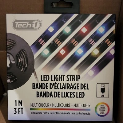 TECH 1 - 3FT/1M  USB MULTICOLOR LED STRIP - NEW IN BOX- Fast ship, canada sold - Image 1 of 4