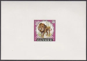Guinea 1962 15fr, Wildlife, Fauna, Lion, Unissued Light Magenta Deluxe Proof - Picture 1 of 1