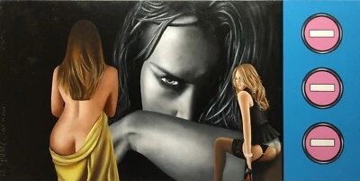 FREDERIC LE GUEVEL FIRMADO ORIGINAL ARTE POP LIENZO PINTURA AL ÓLEO MUJERES ERÓTICAS DESNUDAS Foto 1 de 4