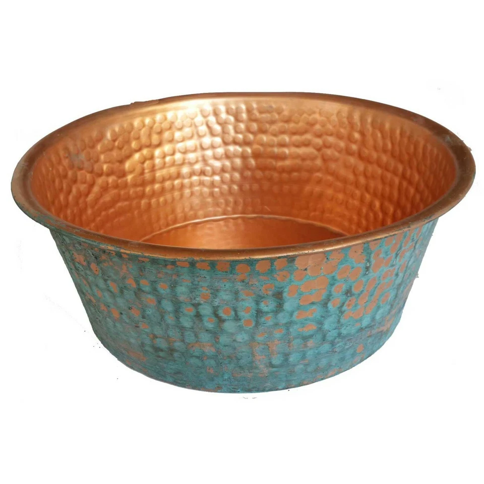 Hammered Copper Decorative Centerpiece Kitchen Pot Garden Yard Planter Wash Bowl - Image 1 of 2