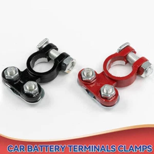 2 PCS Positive & Negative Pole Car Terminal End Battery Clamp Clip Connector US - Picture 1 of 8