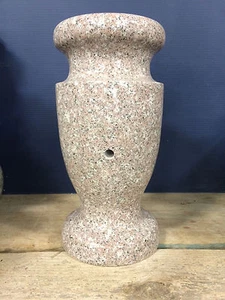 Seashell Pink Granite Vase Monument Cemetery Gravestone Memorial Flower 12x5.5A - Picture 1 of 1
