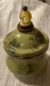 mackenzie childs sugar bowl with lid Enamelware Green Floral - Picture 1 of 9