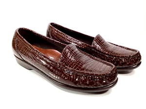 SAS Tripad Comfort Simplify Women's Size 8.5 M Brown Patent Croc Loafer Shoes - Picture 1 of 11
