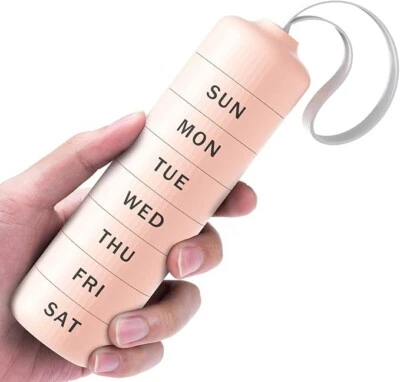 ZOKSI Weekly Pill Box Organiser, Daily Medicine Organiser Holder with Lanyard Portable