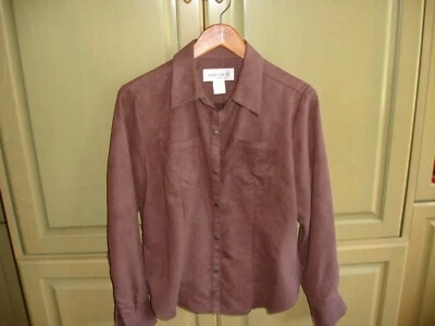 Jones Wear Sport Womens Long Sleeve Soft Snap Button Blouse Brown Size 8 - Image 1 of 4
