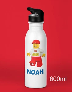 Kids Personalised Water Drink Bottle Lego Boy Girl Child Birthday Christmas Gift - Picture 1 of 3