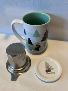 David's Tea Nordic Mug Cup Colour Changing Skiing Mouse Winter Scene W/Lid - Picture 1 of 7