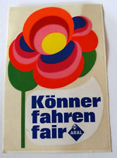 Werbe-Aufkleber BV ARAL Könner fahren fair Tankstelle Oldtimer Blume 70er Jahre