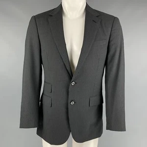 RALPH LAUREN Talla 38 Negro Gris Rayado Lana Botonadura Sencilla Deporte Abrigo - Imagen 1 de 7