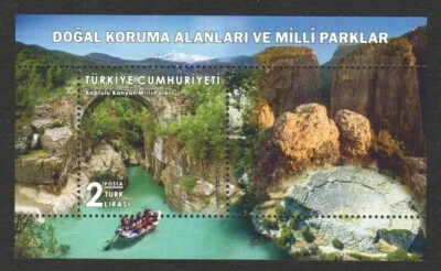 TURKEY 2019 NATURAL PROTECTION AREAS AND NATIONAL PARKS (ANTALYA) SOUVENIR SHEET - Image 1 of 3