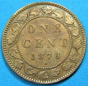Canada Large Cent 1876 H Cleaned, Queen Victoria, Combined Shipping - Picture 1 of 2