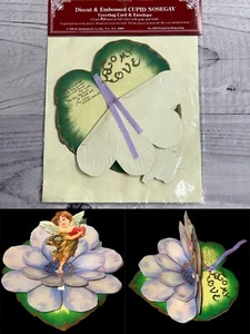 Vintage B. Shackman Valentinstag Karte 3D Aufsteller CUPID NOSEGAY # 9420 - Bild 1 von 10