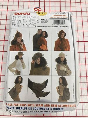 💐 BURDA #8127 ADULT WINTER HATS-SHOULDER BAG-BOOT SPATS-BACKPACK PATTERN FF B28 - Image 1 of 3