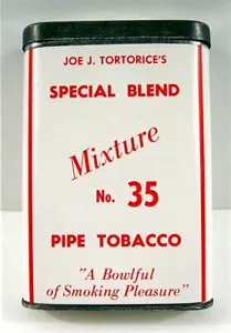 Vintage Joe J Tortorice's Mixture #35 Paper Label Pocket Tobacco Tin Bessemer Al - Picture 1 of 3