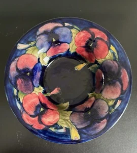 Large Vintage William Moorcroft Cobalt Blue Pansy Bowl 10" x 3.25" 1980's Marked - Picture 1 of 6