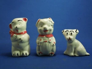 Vintage Lot of Porcelain Animal Shakers- Dog & 2 American Bisque Pig & Bear - Picture 1 of 12