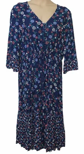 M&S Collection Womens Relaxed Midi Dress size 20 reg in Floral Navy Mix Bnwt - Picture 1 of 2