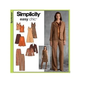 Chaqueta Pantalones Falda Vestido Top Estampado Costura Simplicity 3566 Miss Talla 16-24 - Imagen 1 de 3