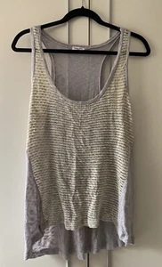 Splendid Grey and Yellow Knitted High Low Hem Tank Top Size Small - Picture 1 of 6
