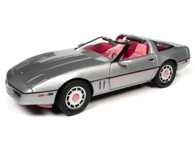 Auto World AWSS142 1/18 Scale Barbie 1986 Chevy Silver Vette Diecast Car - Image 1 of 4
